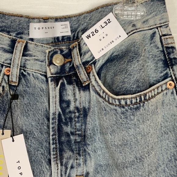 Topshop Denim - Topshop recycled cotton blend dad jeans in bleach